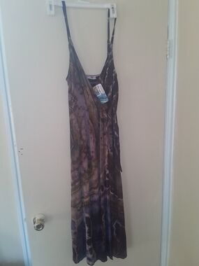 Katya Moon Dyes Slip Dress in Brown and Purple